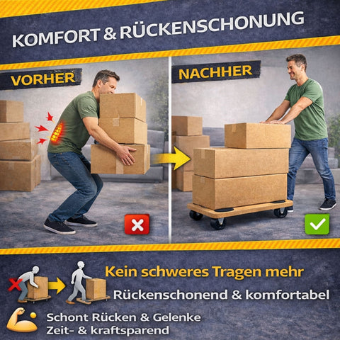 Transportroller 45×26 cm bis 150 kg – Möbelroller Rollbrett mit 4 Lenkrollen & Anti-Rutsch-Pads – Transporthilfe für Möbel, Umzug & Werkstatt