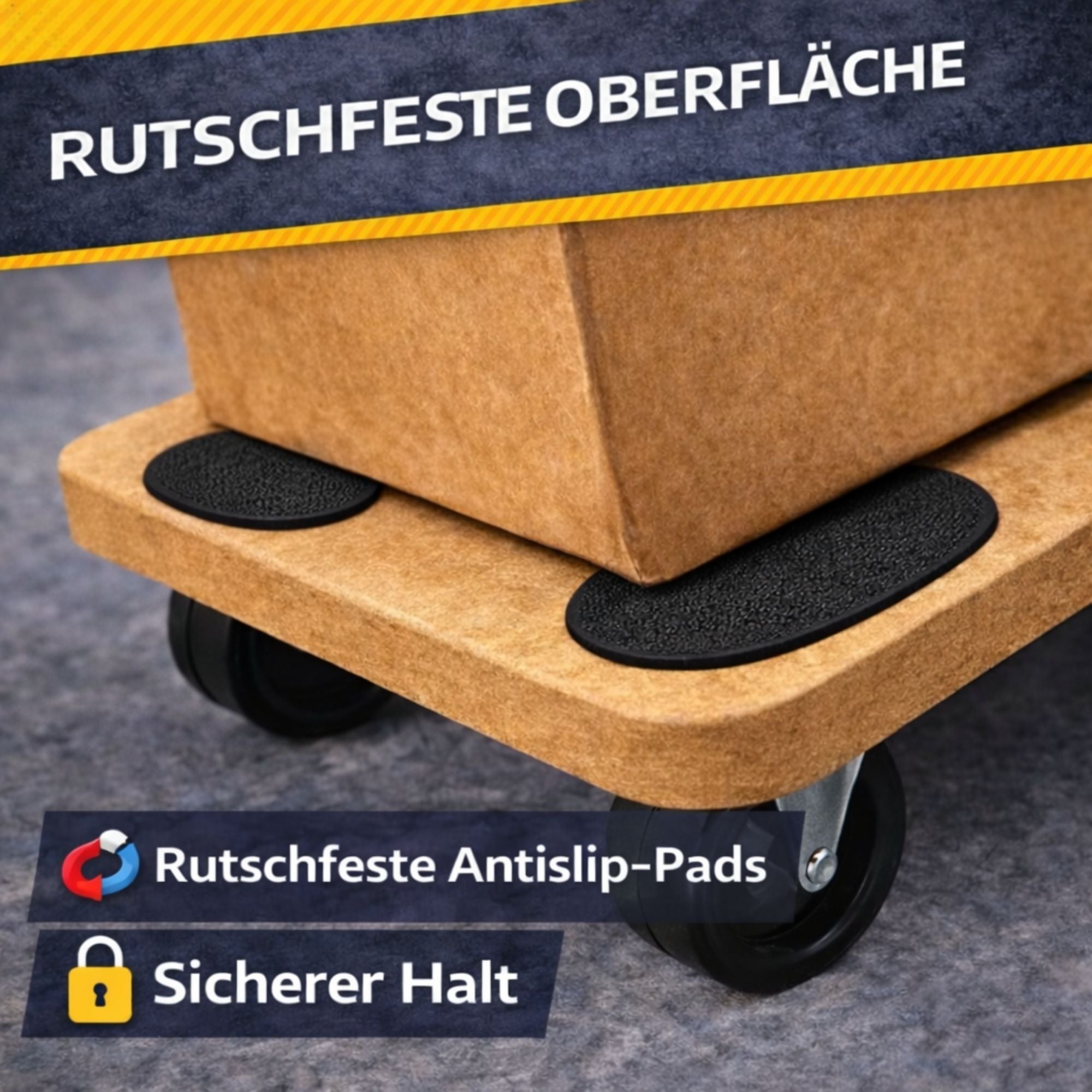 Transportroller 58×30 cm bis 200 kg – Möbelroller Rollbrett mit 4 Lenkrollen & Anti-Rutsch-Pads – Transporthilfe für Möbel, Umzug & Werkstatt