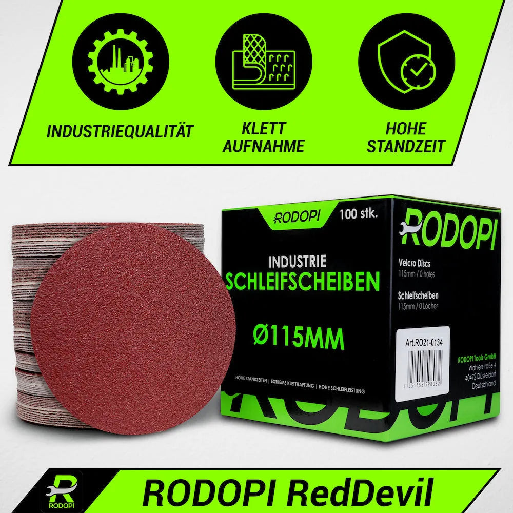50 Industrie Schleifscheiben "RedDevil" Ø115mm ungelocht