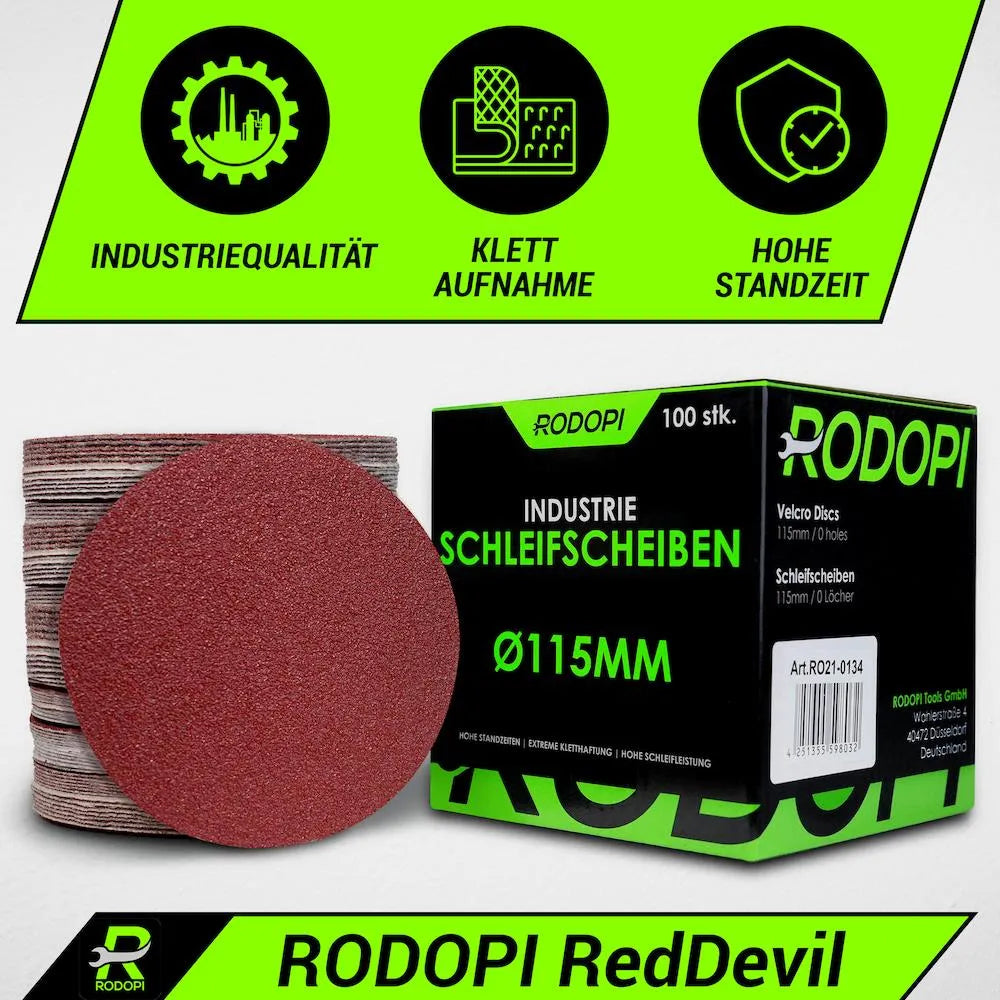 50 Industrie Schleifscheiben "RedDevil" Ø115mm ungelocht