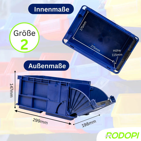 Lagerbox KLT Größe 2 – Stapelbox Kunststoff 299x198x147 mm