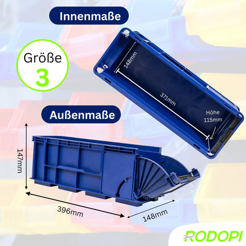 Lagerbox KLT Größe 3 – Stapelbox Kunststoff 396x148x147 mm