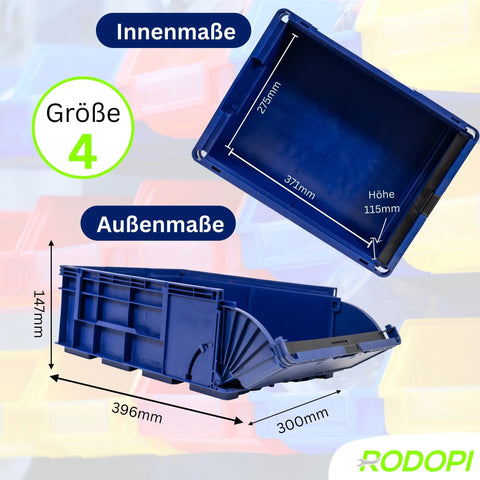 Lagerbox KLT Größe 4 – Stapelbox Kunststoff 396x300x147 mm