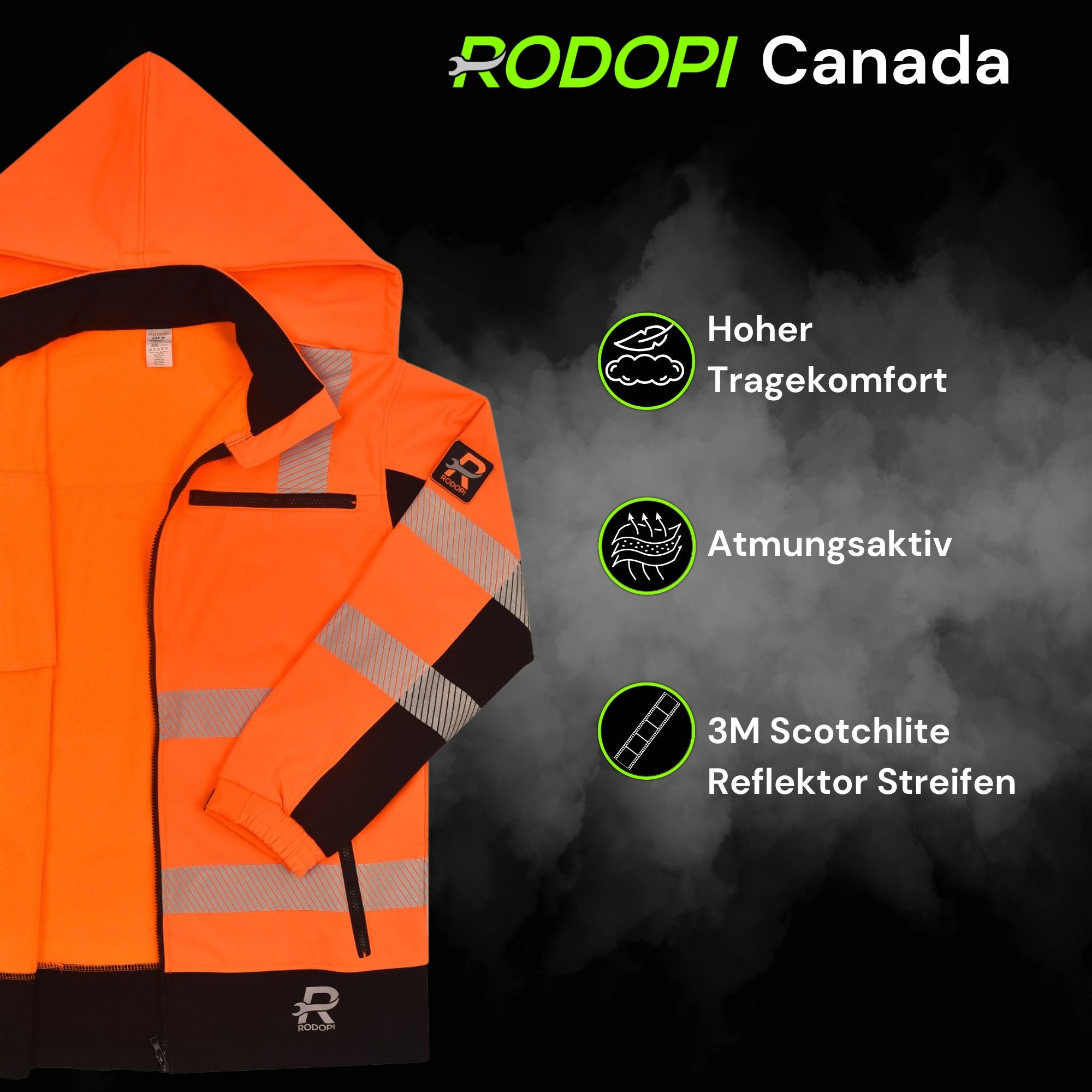 Softshell Warnschutzjacke "Canada" thermodruck Orange