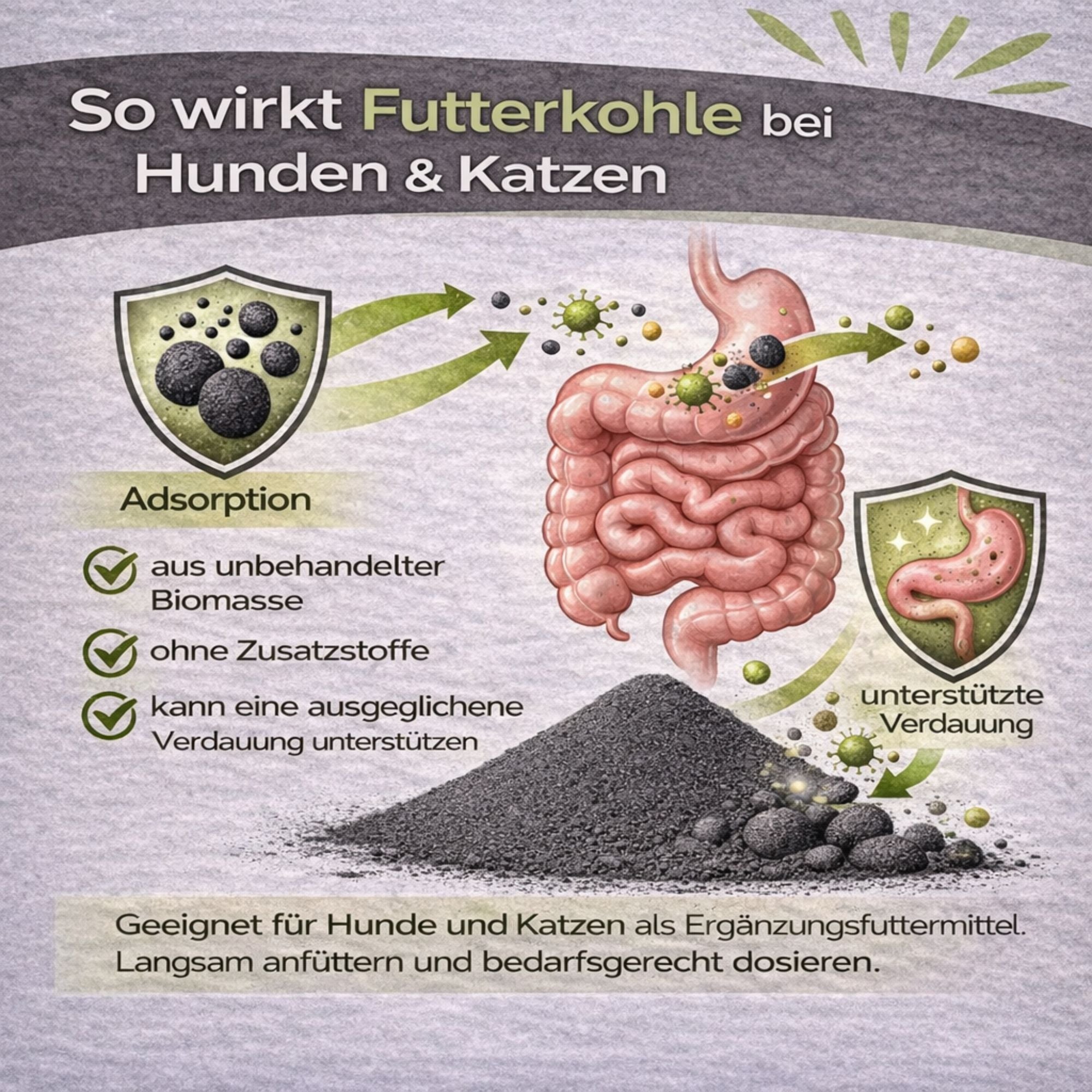 Futterkohle für Hunde und Katzen 3 Kg
