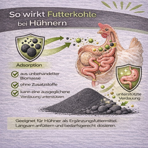 Futterkohle für Hühner 1,5 Kg