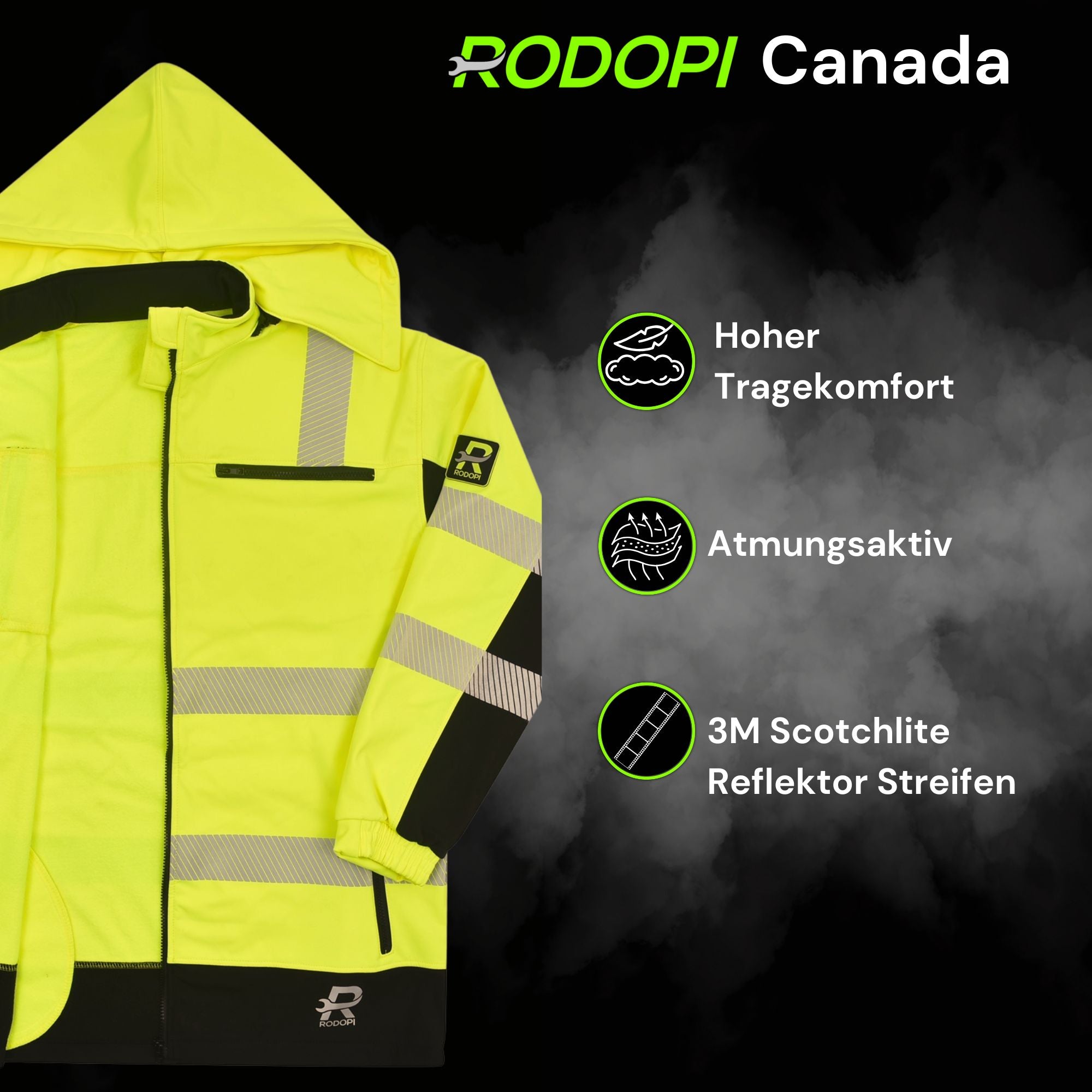 Softshell Warnschutzjacke "Canada" thermodruck Gelb