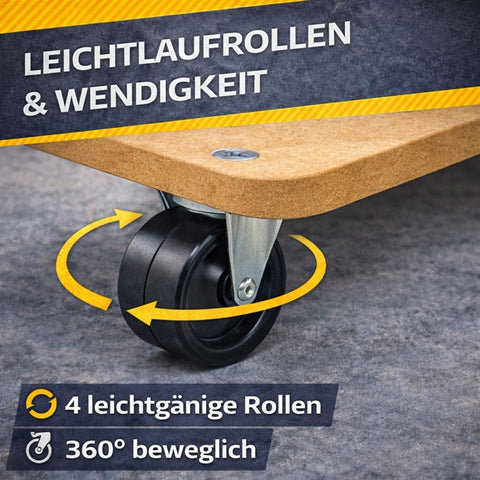 Transportroller 58×30 cm bis 200 kg – Möbelroller Rollbrett mit 4 Lenkrollen & Anti-Rutsch-Pads – Transporthilfe für Möbel, Umzug & Werkstatt