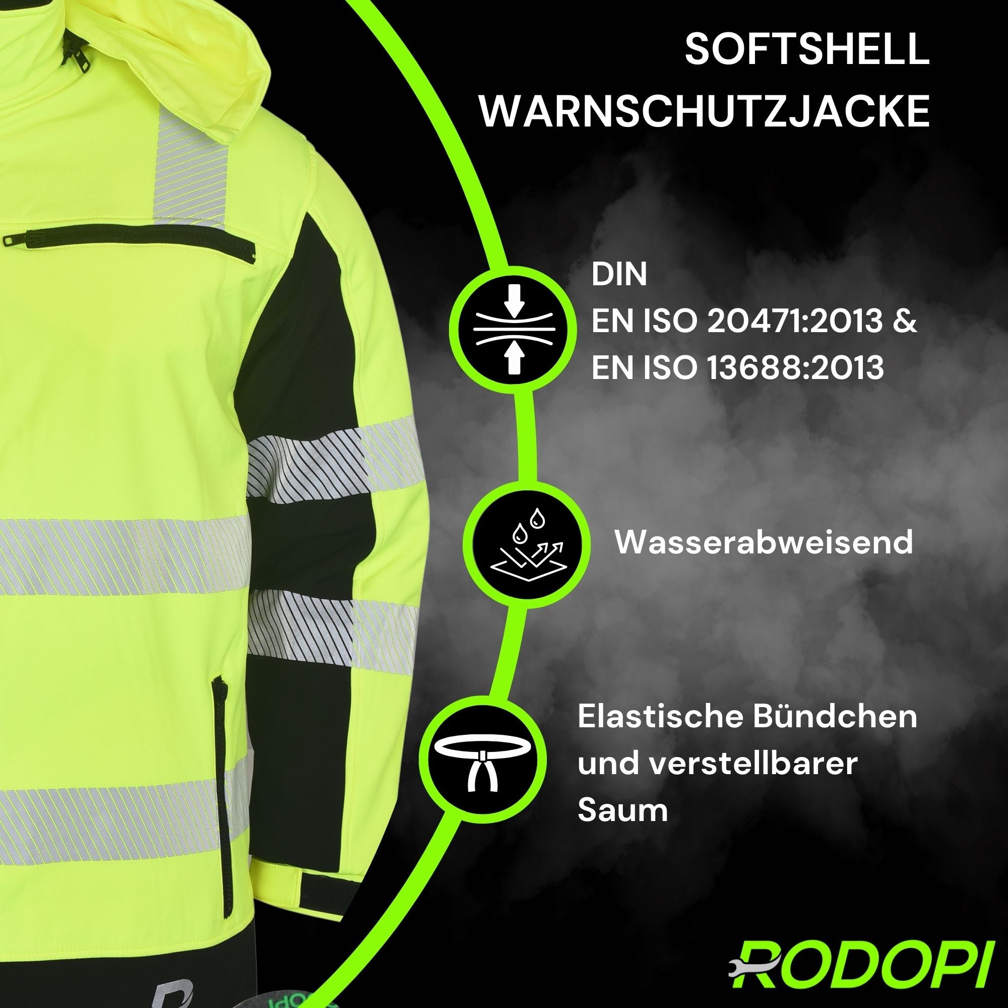 Softshell Warnschutzjacke "Canada" thermodruck Gelb