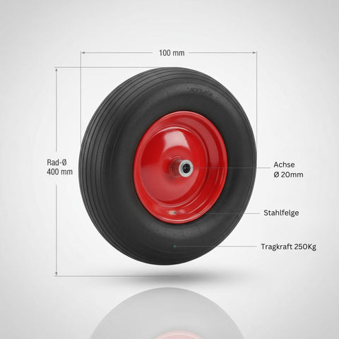 Schubkarrenrad mit Stahlfelge 4.00-8