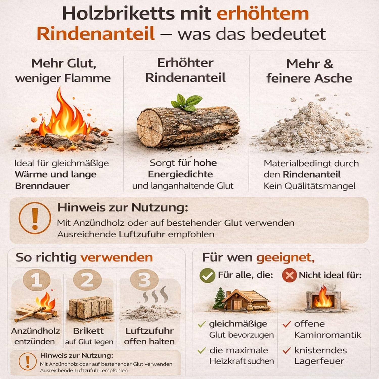 RUF Briketts 10 kg  Rindenbriketts für langanhaltende Glut Holzbriketts für Kamin & Ofen