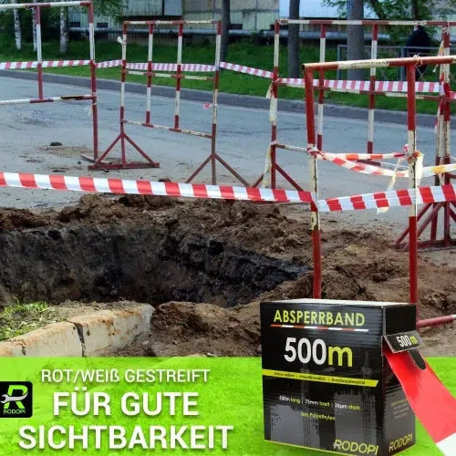 Absperrband PE rot/weiß "AreaGuard" 75mm x 500m (50my)