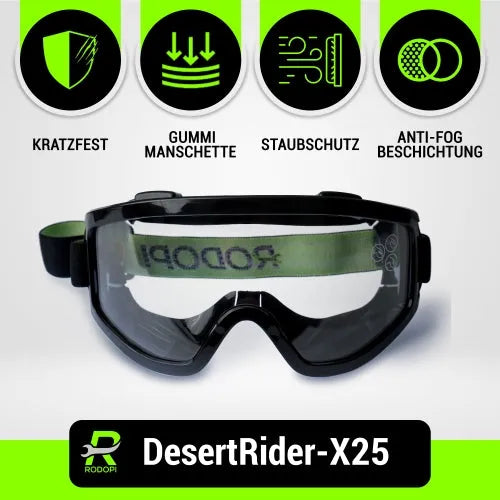 Vollsichtschutzbrille "DesertRider-X25" staubdicht transparent