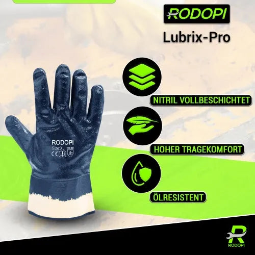 Nitril Arbeitshandschuhe Blau "Lubrix-Pro" vollbeschichtet Gr. 8 / M