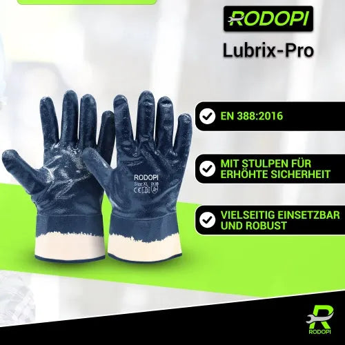 Nitril Arbeitshandschuhe Blau "Lubrix-Pro" vollbeschichtet Gr. 8 / M