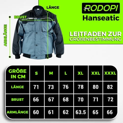 Arbeitsjacke "Hanseatic" grau/schwarz 300D Oxford