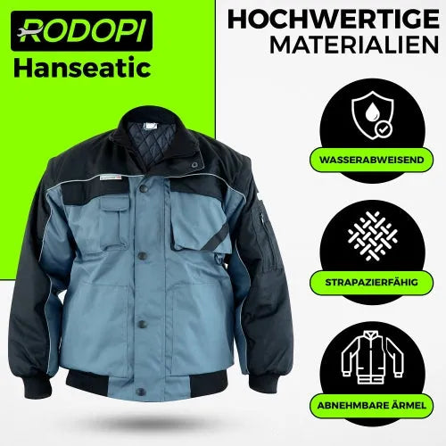 Arbeitsjacke "Hanseatic" grau/schwarz 300D Oxford