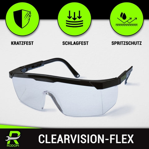 Schutzbrille schwarz "ClearVision-Flex" verstellbar.