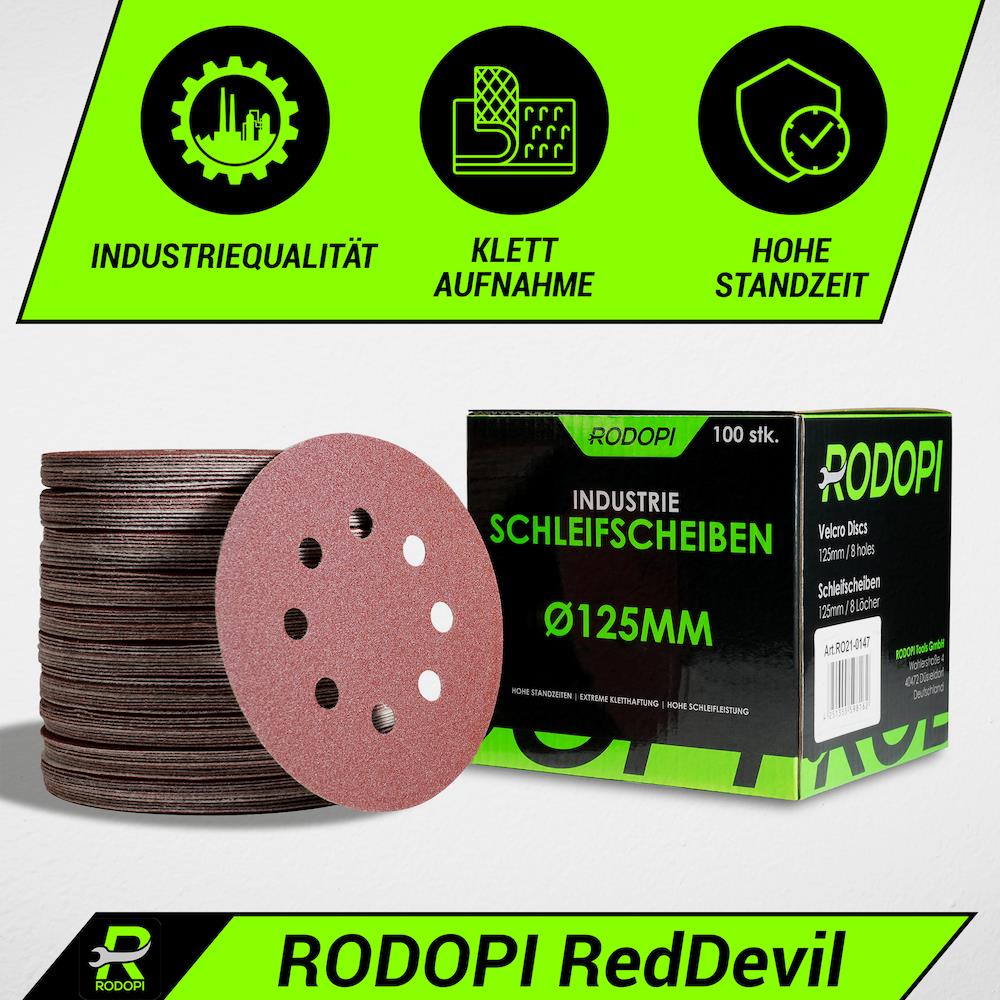 50 Industrie Schleifscheiben "RedDevil" Ø125mm 8-Loch