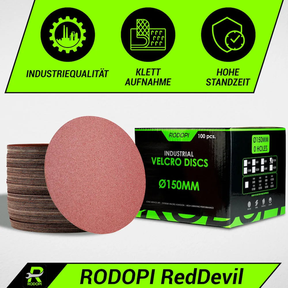 50 Industrie Schleifscheiben "RedDevil" Ø150mm ungelocht