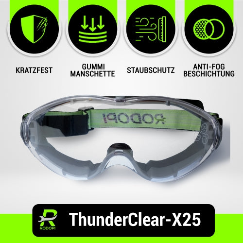 Vollsichtschutzbrille "ThunderClear-X25" staubdicht schwarz