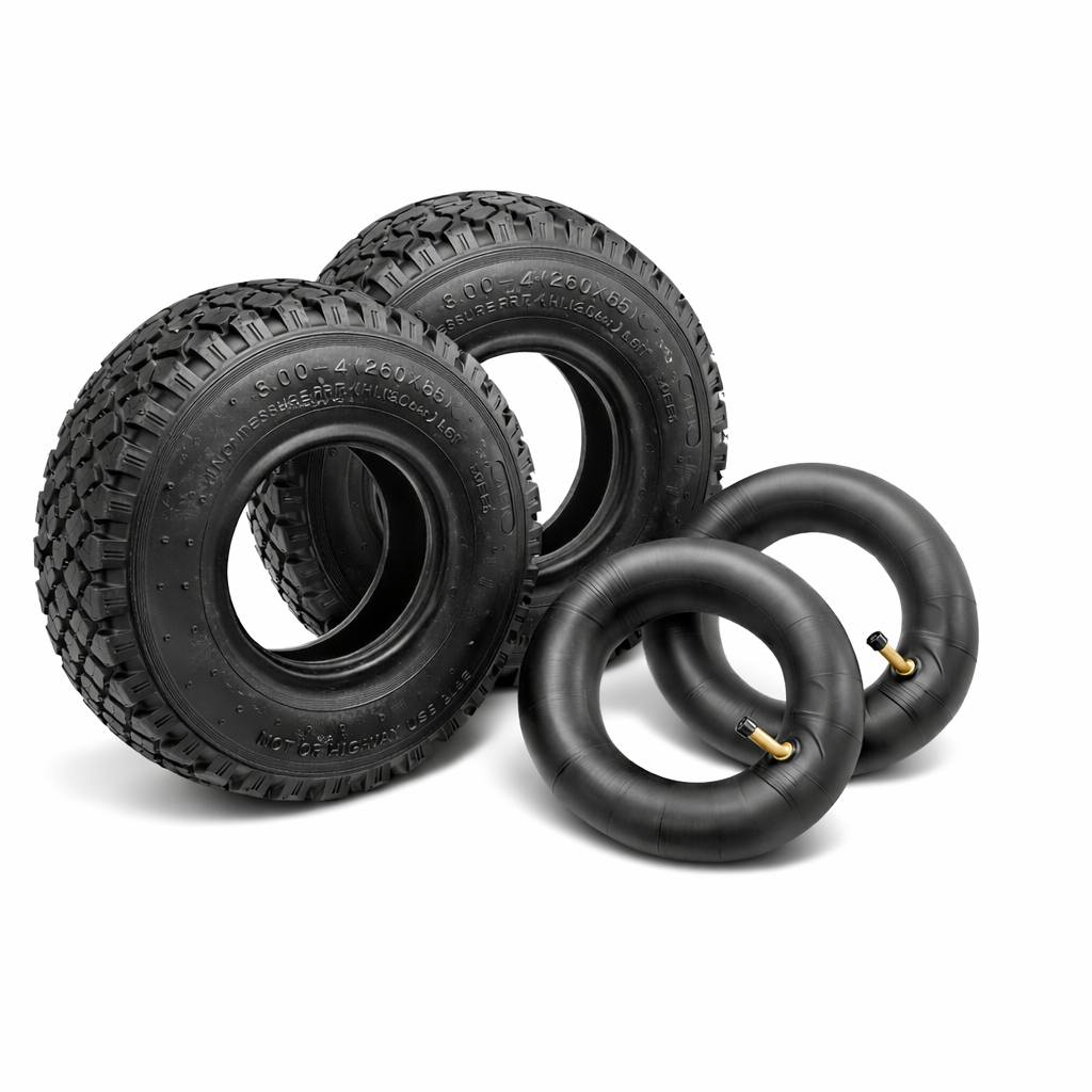 2x Reifen + 2x Schlauch 3.00-4 (260x85mm) Set – Ersatzreifen mit Winkelventil für Schubkarre, Sackkarre & Bollerwagen – Tragkraft bis 120 kg