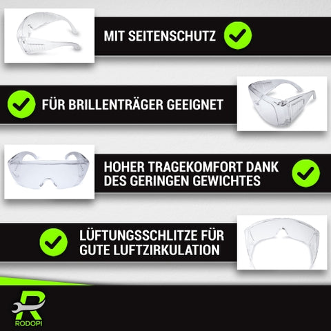 Anti-Fog Schutzbrille "ProLense-FogX" Überbrille Transparent