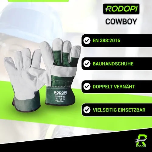 Arbeitshandschuhe Rindspaltleder "Cowboy" grün