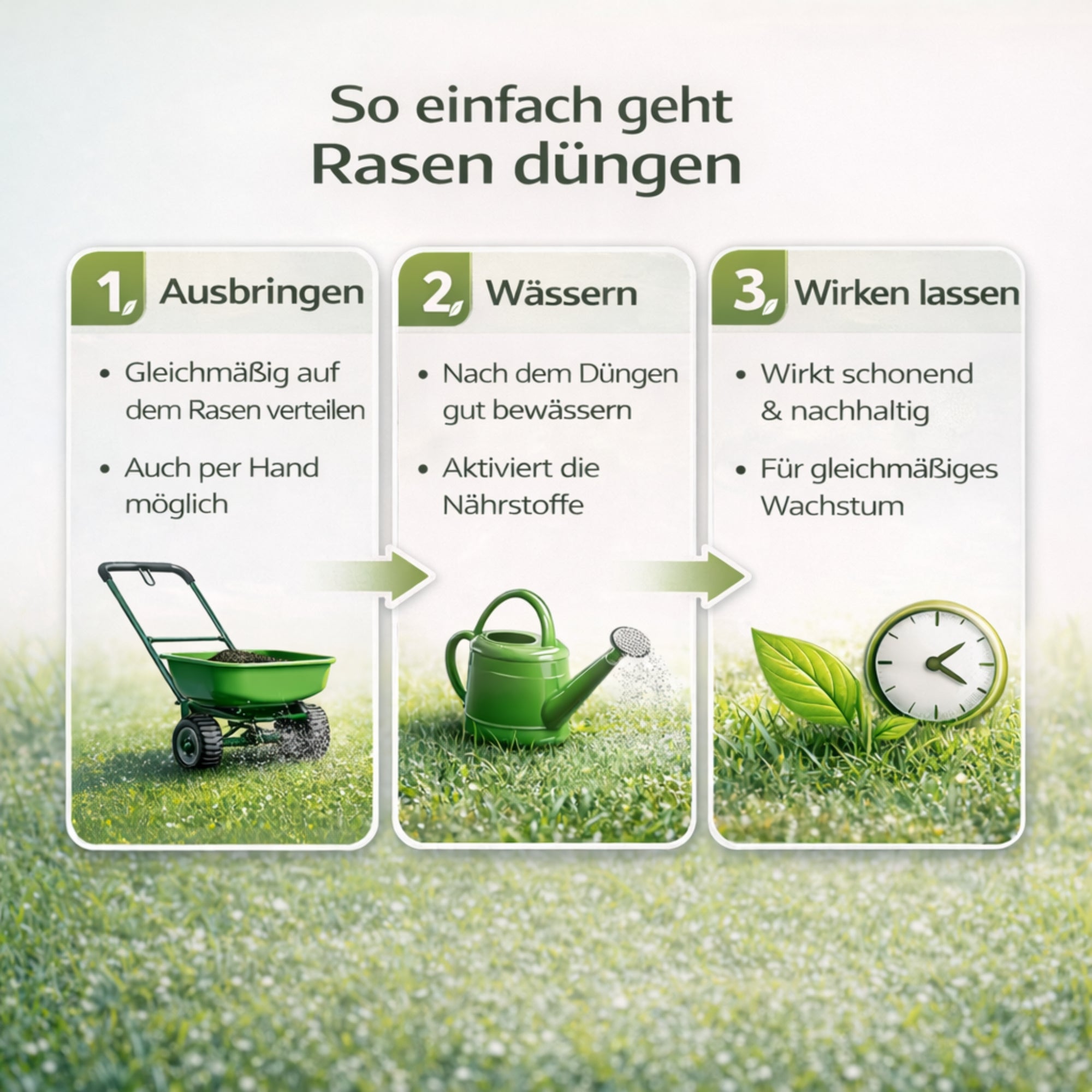 100% Pflanzlicher Bio Rasendünger Frühjahr - NPK Frühjahrsdünger grüner Rasen ohne Moos & Unkraut