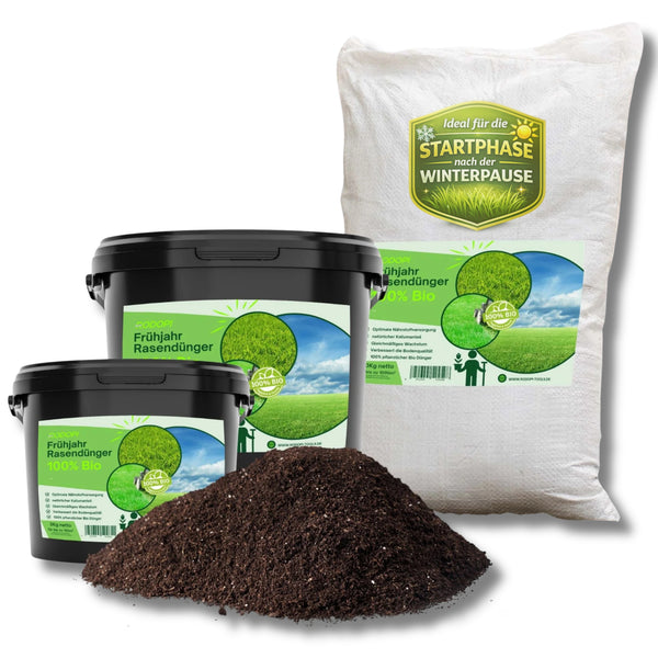 100% Pflanzlicher Bio Rasendünger Frühjahr - NPK Frühjahrsdünger grüner Rasen ohne Moos & Unkraut