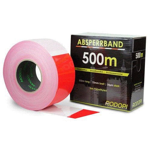 Absperrband PE rot/weiß "AreaGuard" 75mm x 500m (50my)