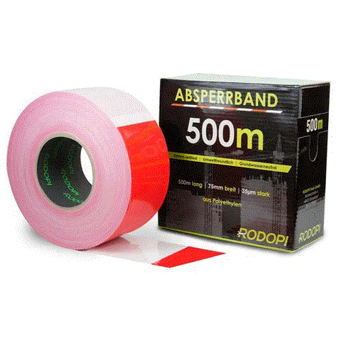 Absperrband PE rot/weiß "AreaGuard" 75mm x 500m (50my)